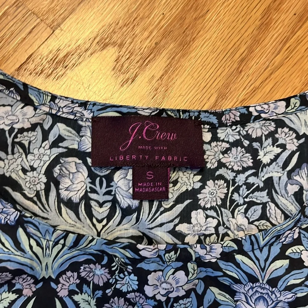 J.Crew Liberty Sambourne Ruffle Floral Puff sleeves Cotton Blouse size S